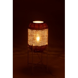 Lampe Sur Pied Métal Blanc Et Rotin