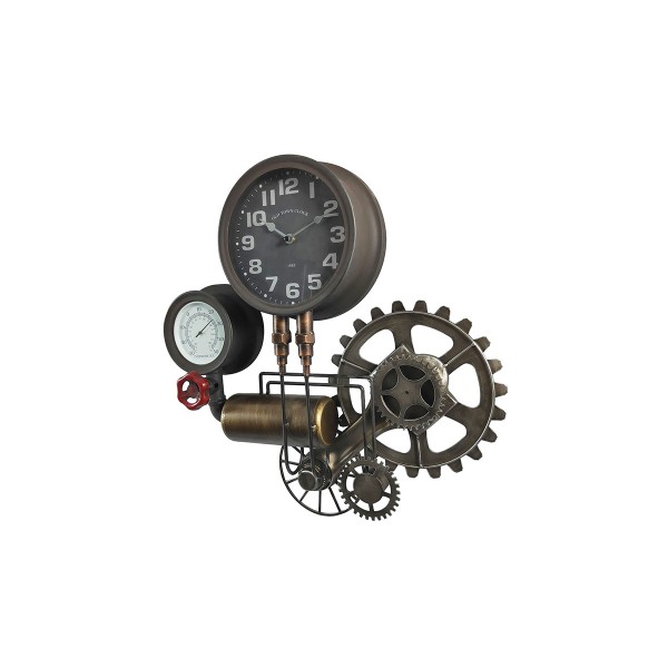 Horloge Murale & Thermomètre Indus 54 Cm X 50 Cm Marron