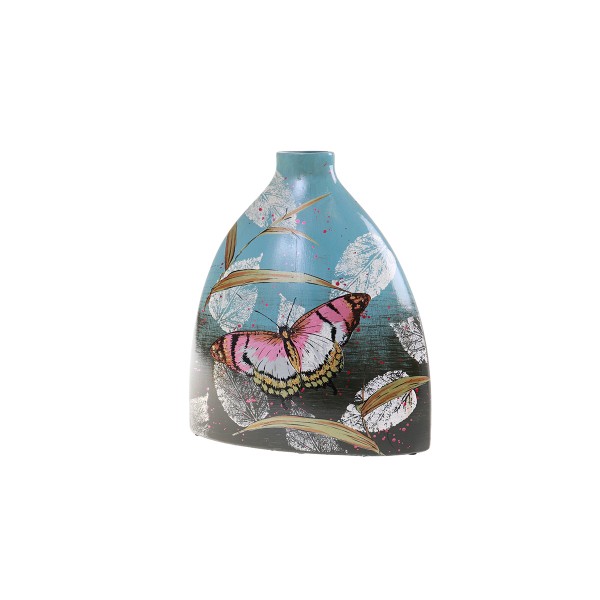 Vase Motif Papillon 37,5 Cm En Céramique Peint A La Main