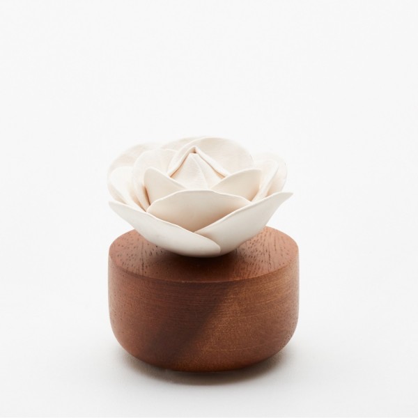 Rose Du Bengale - Diffuseur De Parfum En Bois Et Céramique Blanche