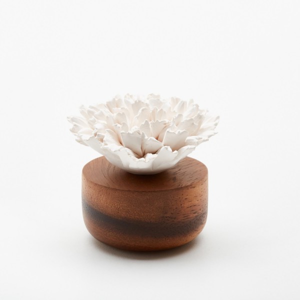 Œillet Du Japon - Diffuseur De Parfum En Bois Et Céramique Blanche