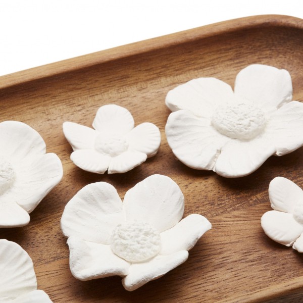 Fleurs Des Maldives - Plateau Garni À Parfumer En Bois Et Céramique Blanche